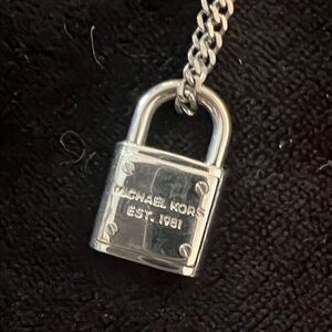 Michael Kors Silver Padlock Pendant Chain Necklace